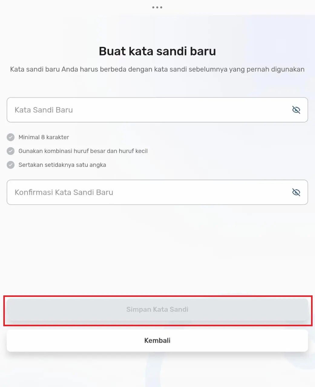 reset password bliss mobile app